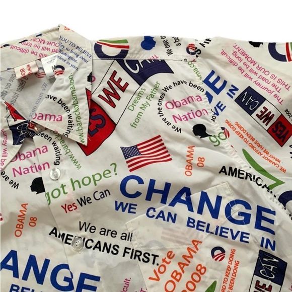Mens Barack Obama 2008 US Election All Over Print Button Up Short Sleeve T Shirt - Picture 3 of 6